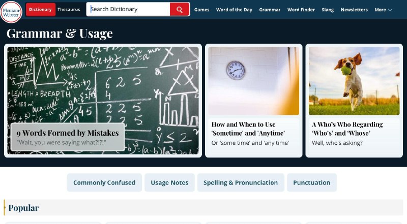 一个值得英语学习者收藏的宝藏网站:Merriam-Webster 提供词条释义、发音、词源查询,并持续更新新词新义
