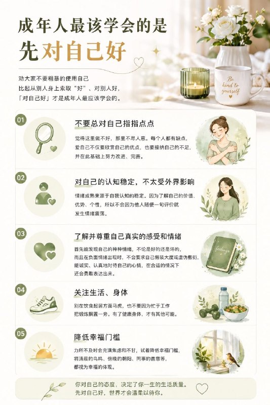 比起从别人身上索取“好”、对别人好，「对自己好」才是成年人最应该学会的……