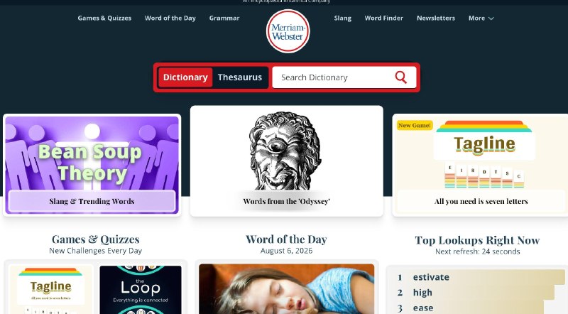 一个值得英语学习者收藏的宝藏网站:Merriam-Webster 提供词条释义、发音、词源查询,并持续更新新词新义