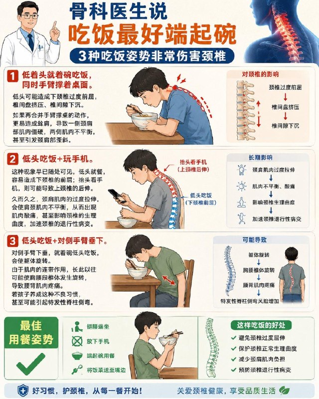 「健康科普：吃饭最好端起碗」