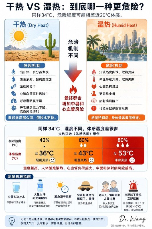 真正可怕的不是高温，而是湿度！明明气温只有30℃左右，但在室外到几分钟，衣服就已经湿透了，整个人像被裹进了一条湿毛巾里，呼吸都觉得有些费力……很多人以为，高温只要看温度就够了
