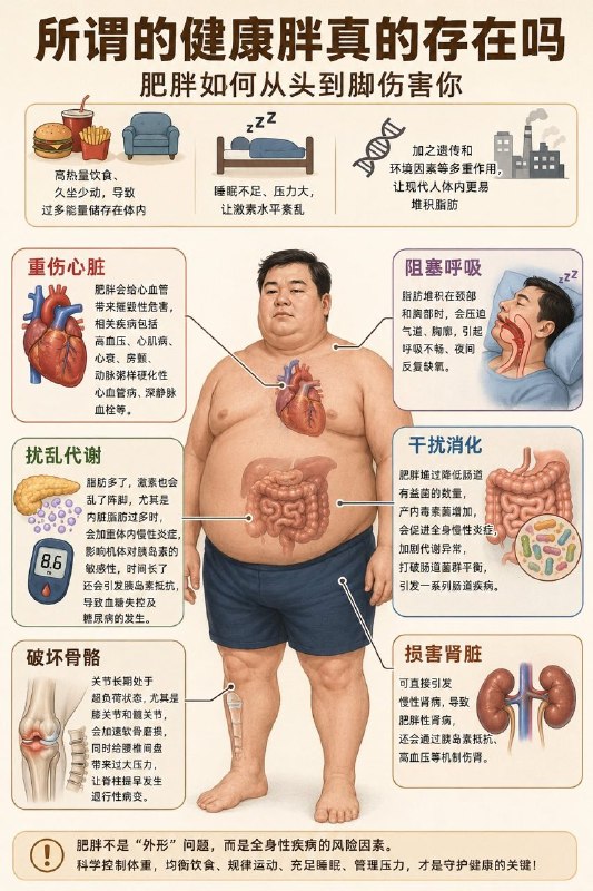 「胖，不只是难看：你的器官正在被一点点“压垮”！」