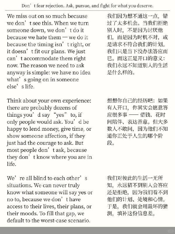 外刊精选 不要害怕被拒绝去问、去要、去争取外刊精选 不要害怕被拒绝去问、去要、去争取