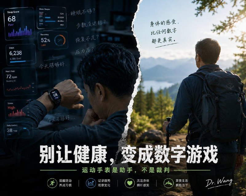 「你的运动手表到底是在帮你 还是在控制你？」每天早上，你醒来后的第一件事是什么？是伸个懒腰感受一下自己睡得怎么样，还是下意识抬起手腕，看一眼昨晚的睡眠评分？这些年，戴运动手表、智能手环的人越来越多