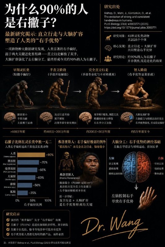 「一个被忽视的事实：我们每天用右手 其实是在“继承”300万年的进化史」我们总觉得“右撇子”是一件再普通不过的事