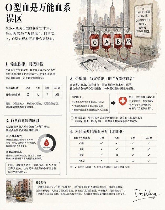 「O型血不是“万能血” 但为什么医院最怕O型血库存告急？」很多人都听过一句话，O型血是“万能血”