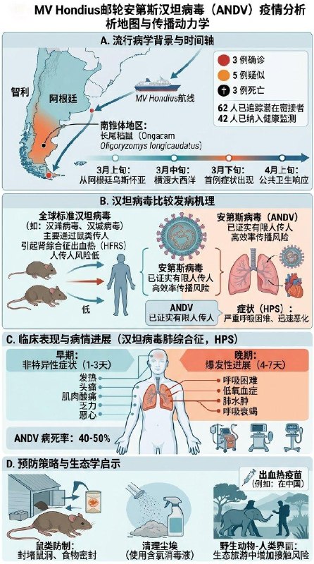 「医学科普：邮轮汉坦病毒事件 到底意味着什么？」这次引发全球关注的，并不是普通汉坦病毒，而是较特殊的：“安第斯汉坦病毒