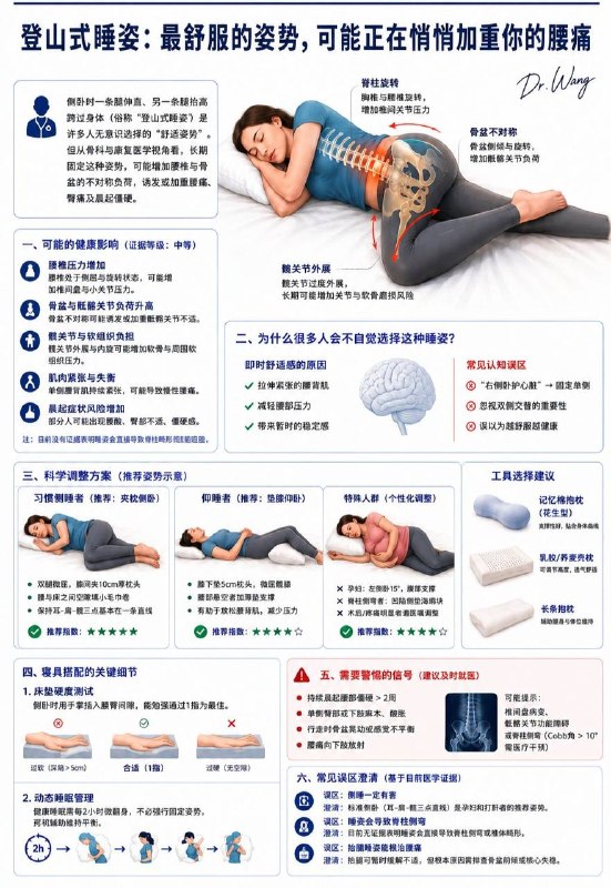 「医学科普：你认为最舒服的睡姿 为什么却总让你的腰先“报警”？」昨晚发了张图，看来不少人睡姿目前都成了个大问题，有必要我们展开聊一下