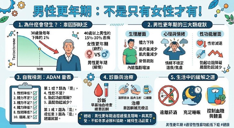 男性其实也有更年期「男性更年期」在医学上正式的名称是「迟发性性腺功能低下症」（Late-onset Hypogonadism, LOH）