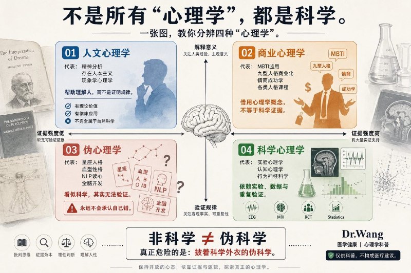 「心理学到底是不是科学？」打开当前的社交媒体，你几乎每天都会遇到各种各样打着心理学旗号的内容，MBTI测试、九型人格、星座分析、潜意识课程、情绪疗愈、NLP读心术……仿佛只要加上"心理学"三个字，就天然拥有了科学的权威……我也收到过很多私信来探讨这个问题，心理学到底是不是一门科学？答案其实没有一句话那么简单